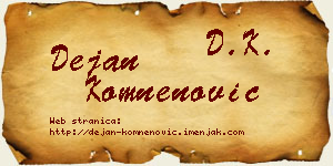 Dejan Komnenović vizit kartica